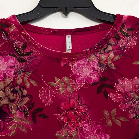 WHITE STAG Top Women's XL Multicolor Velvet Floral Artsy Pullover - Picture 3 of 13